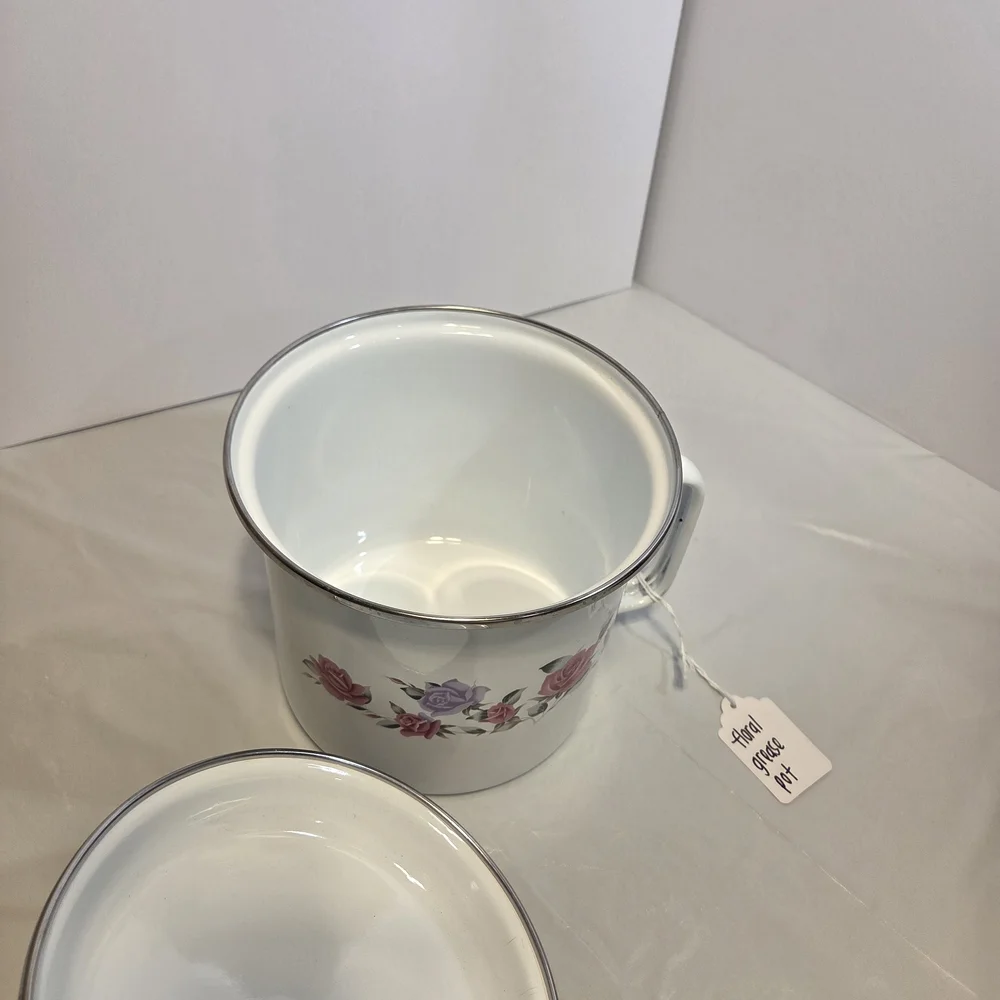 Charming Floral Enamel Pot with Lid